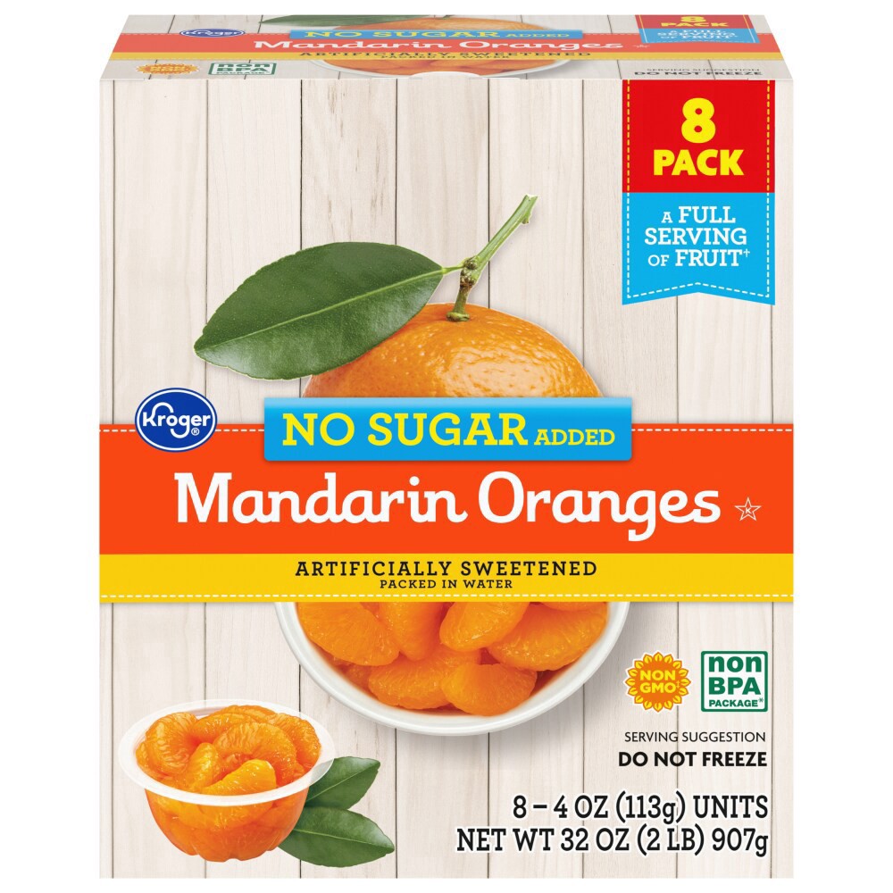 slide 2 of 5, Kroger No Sugar Added Mandarin Oranges, 8 ct; 4 oz