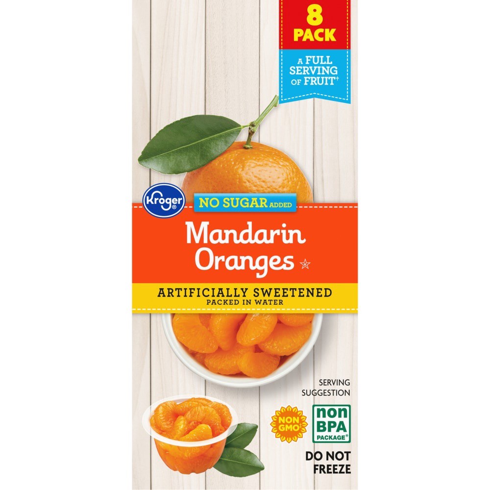 slide 5 of 5, Kroger No Sugar Added Mandarin Oranges, 8 ct; 4 oz