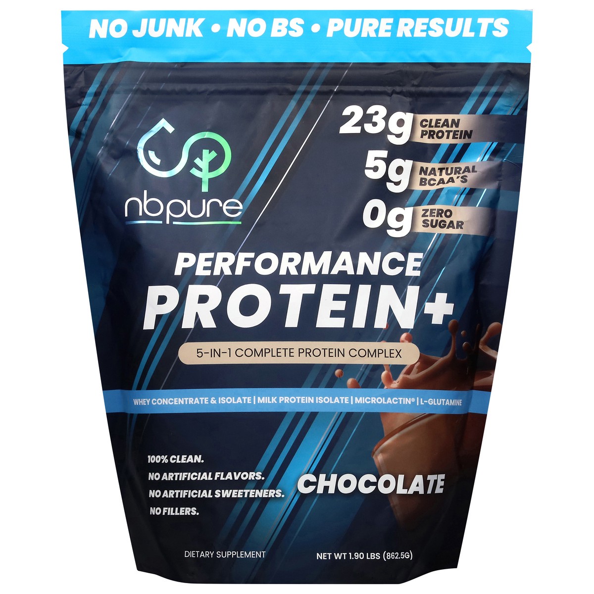 slide 4 of 4, NBPure Performance Chocolate Protein+ 1.90 lb, 1.9 lb