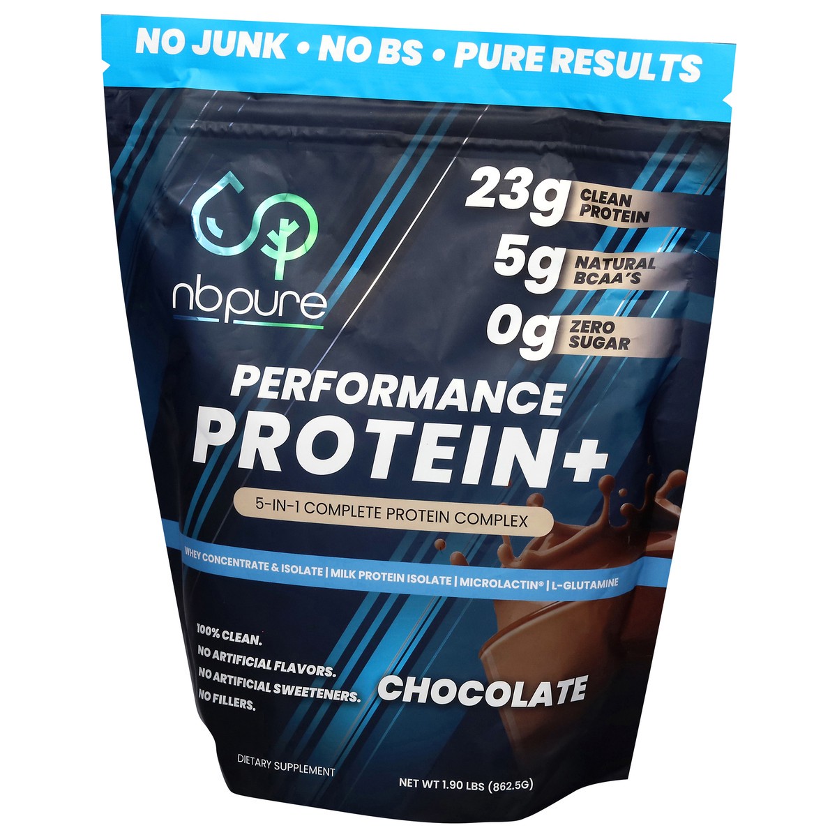 slide 3 of 4, NBPure Performance Chocolate Protein+ 1.90 lb, 1.9 lb