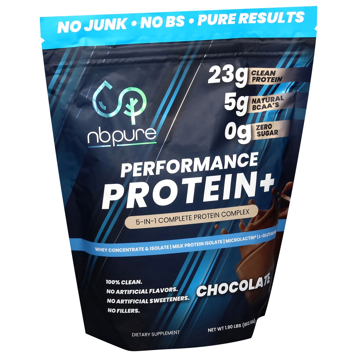slide 2 of 4, NBPure Performance Chocolate Protein+ 1.90 lb, 1.9 lb