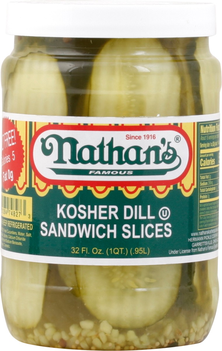 slide 10 of 12, Nathan's Famous Kosher Dill Sandwich Slices 32 fl oz, 32 fl oz