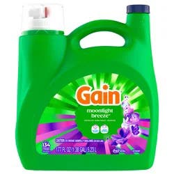 Gain Liquid Laundry Detergent, Moonlight Breeze Scent, 177 fl oz, 134 Loads