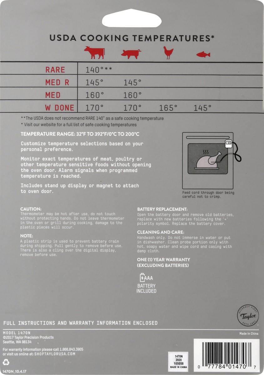 slide 7 of 8, Taylor Digital Probe Thermometer 1 ea, 1 ct