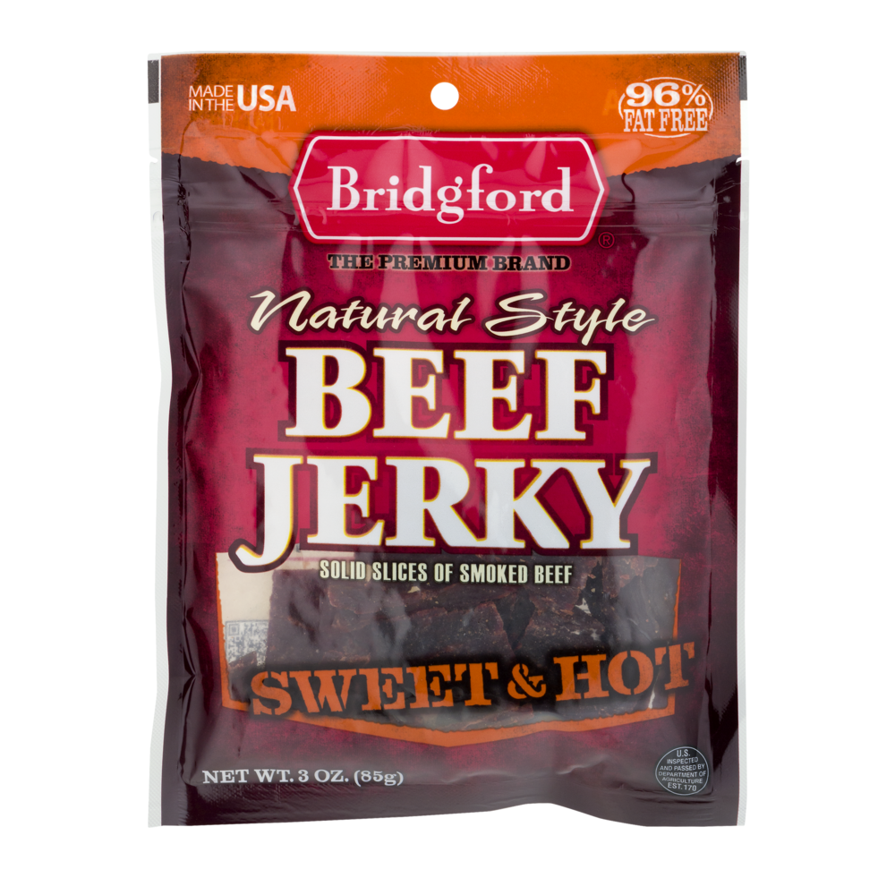 slide 1 of 1, Bridgford Natural Beef Jerky Sweet & Hot, 3 oz