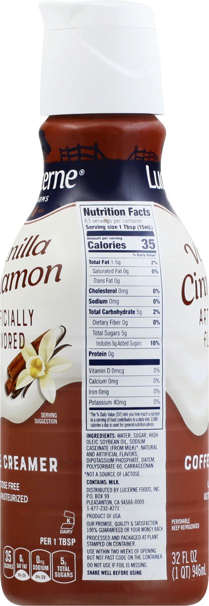 slide 2 of 9, Lucerne Coffee Creamer Cinnamon Vanilla - 32 Fl. Oz., 32 oz