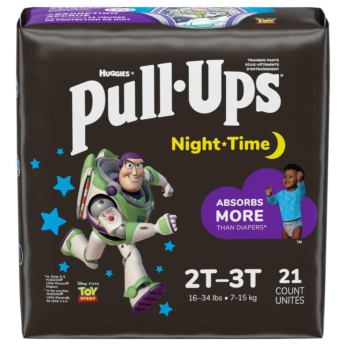 slide 1 of 5, Pull-Ups Boys' Night-Time Potty Training Pants, 2T-3T, 21 Ct, 21 ct