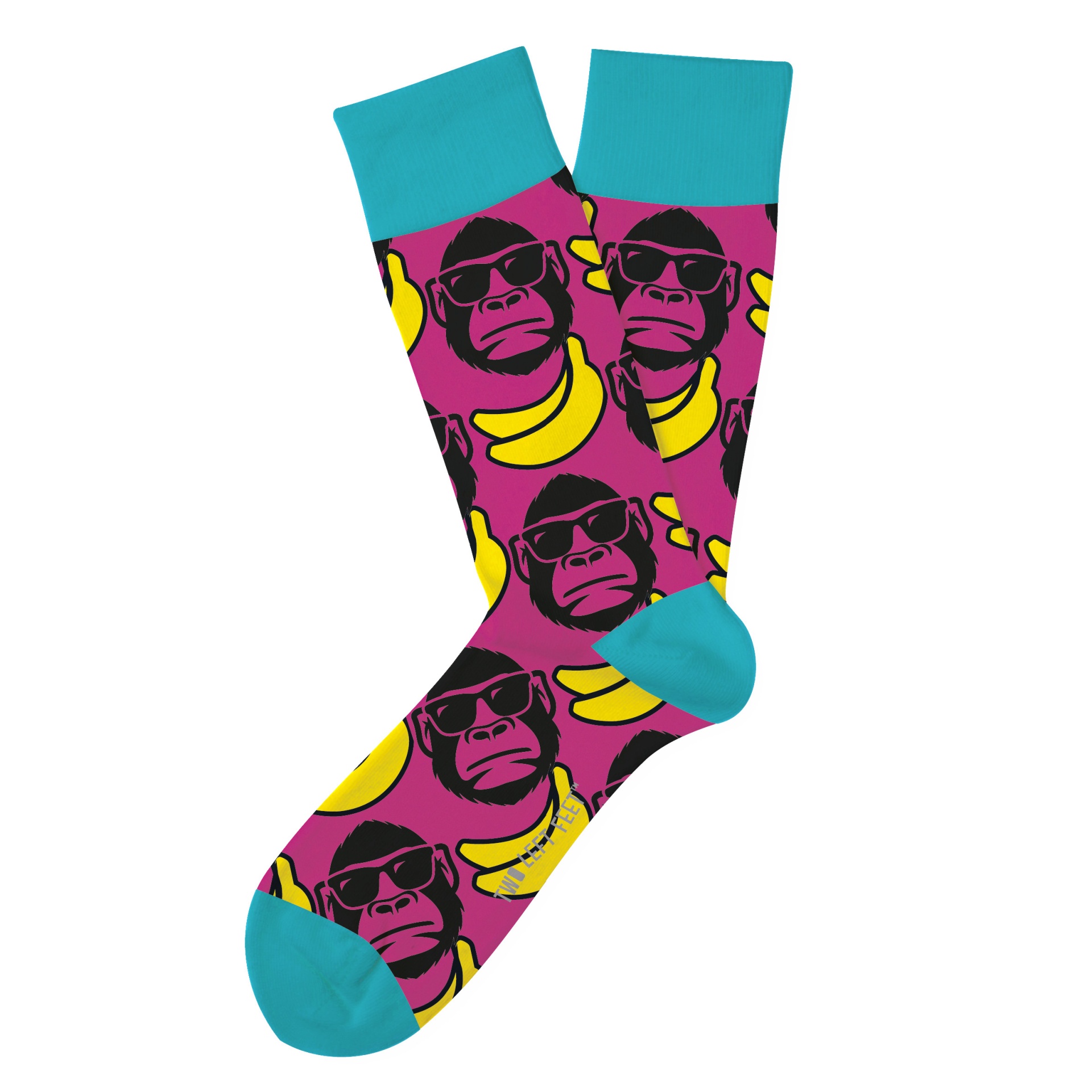 slide 1 of 1, Two Left Feet Funky Monkey Small Feet Socks, 1 pair