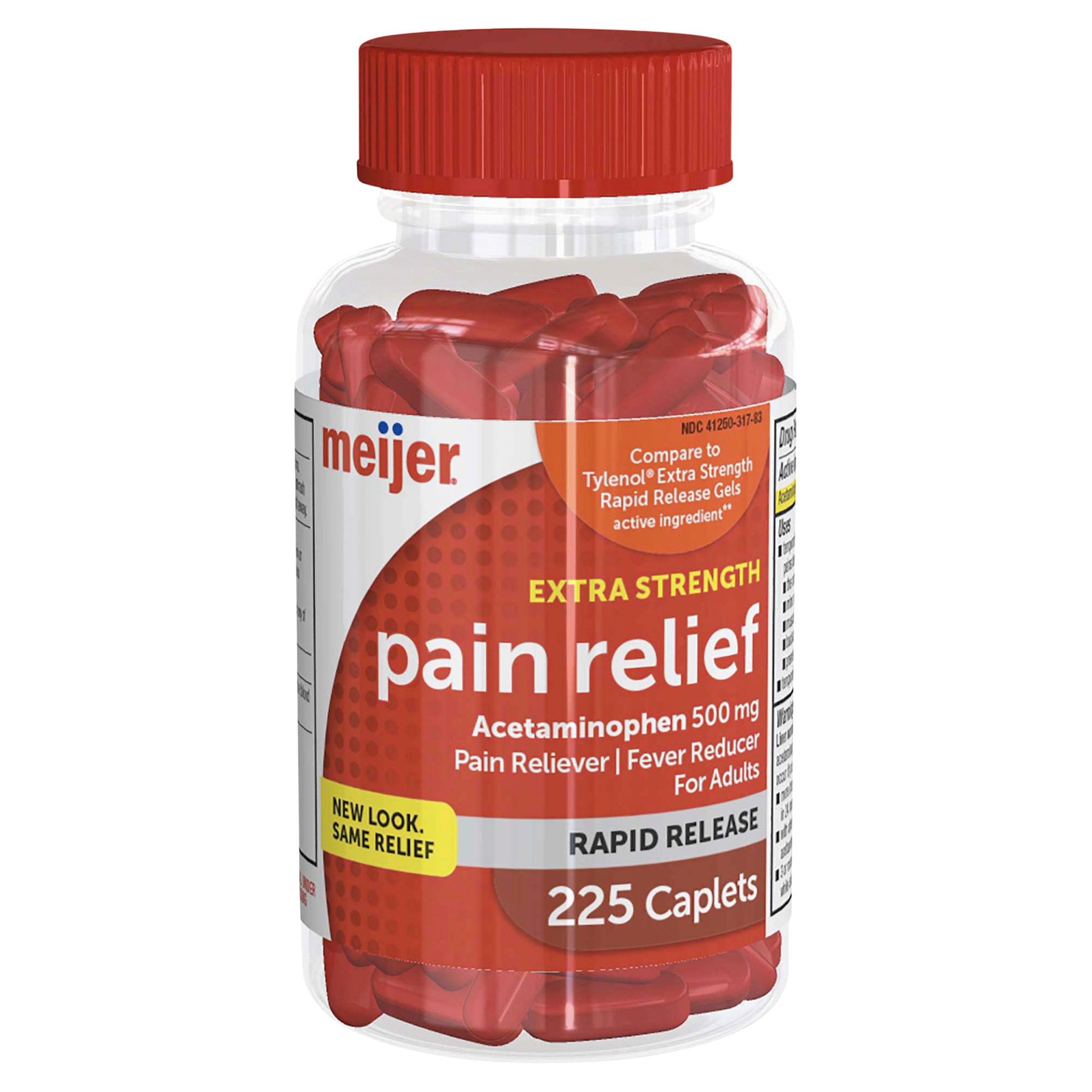 slide 1 of 1, Meijer Pain Relief, Extra Strength, 225 ct