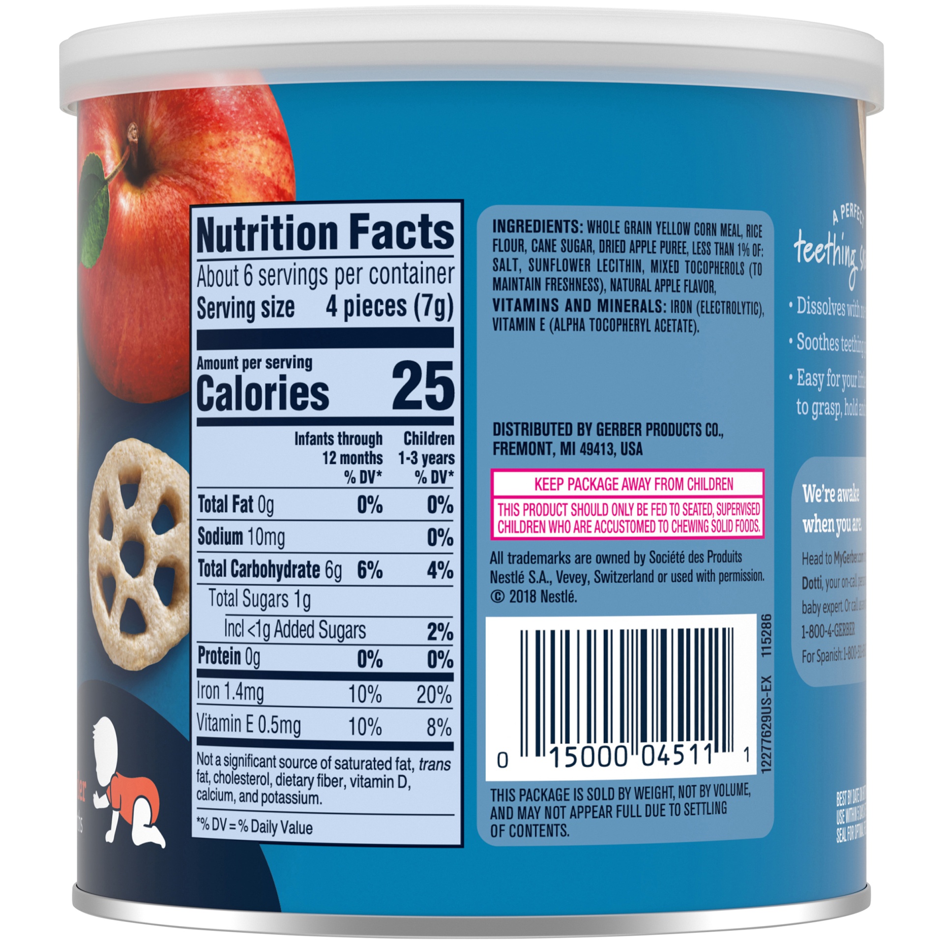 Gerber Teether Wheels Apple Harvest Baby Snacks 1.48 oz Shipt