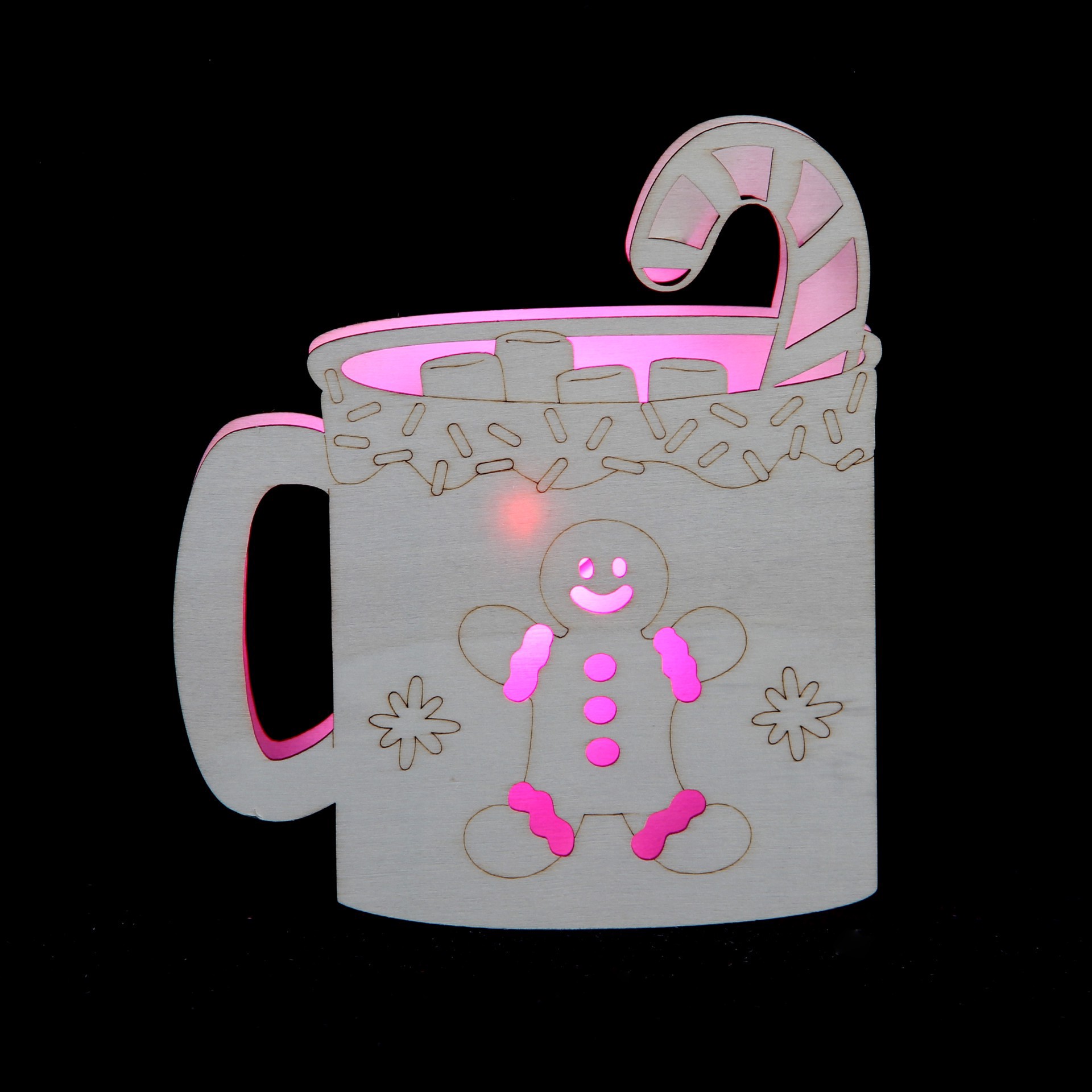 slide 2 of 3, 6" Gingerbread Mug Diy Led Wood Decor By Make Market, 5.46 in x 6.2 in x 1.18 in