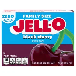 Jell-O Black Cherry Artificially Flavored Zero Sugar Gelatin Dessert Mix, Family Size, 0.6 oz Box