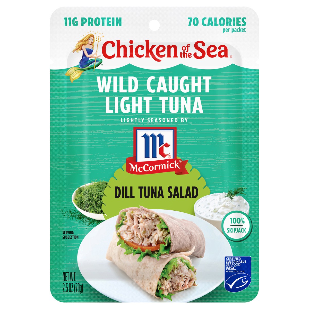 slide 6 of 8, Chicken of the Sea Wild Caught Light Tuna Packet, Dill Tuna Salad 2.5 oz, 2.5 oz