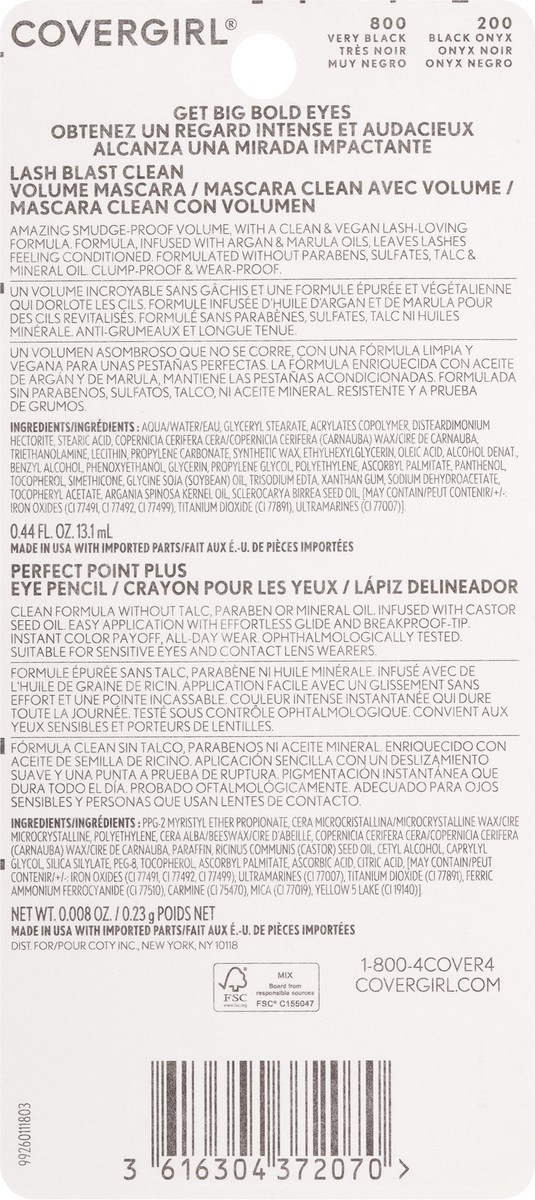 slide 5 of 13, Covergirl Clean Formula Volume Mascara & Eye Pencil 1 ea, 13.10 mL
