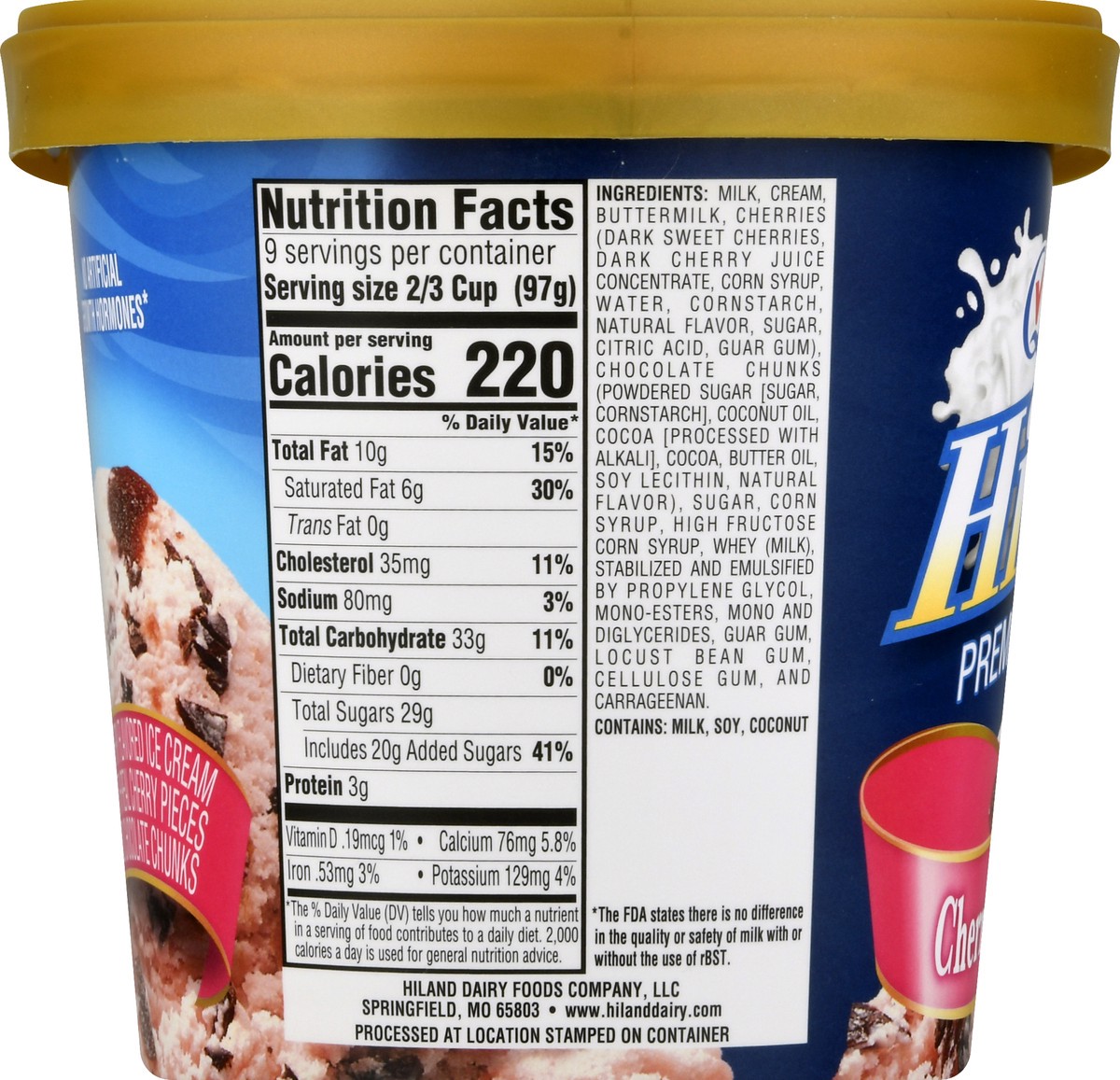 slide 8 of 13, Hiland Dairy Premium Cherry Chocolate Chunk Ice Cream 1.5 qt, 1.5 qt