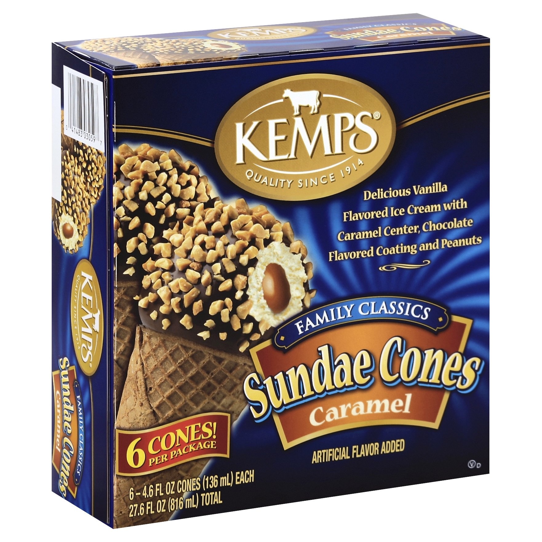 slide 1 of 8, Kemps Caramel Sundae Cones, 6 ct; 4.6 fl oz