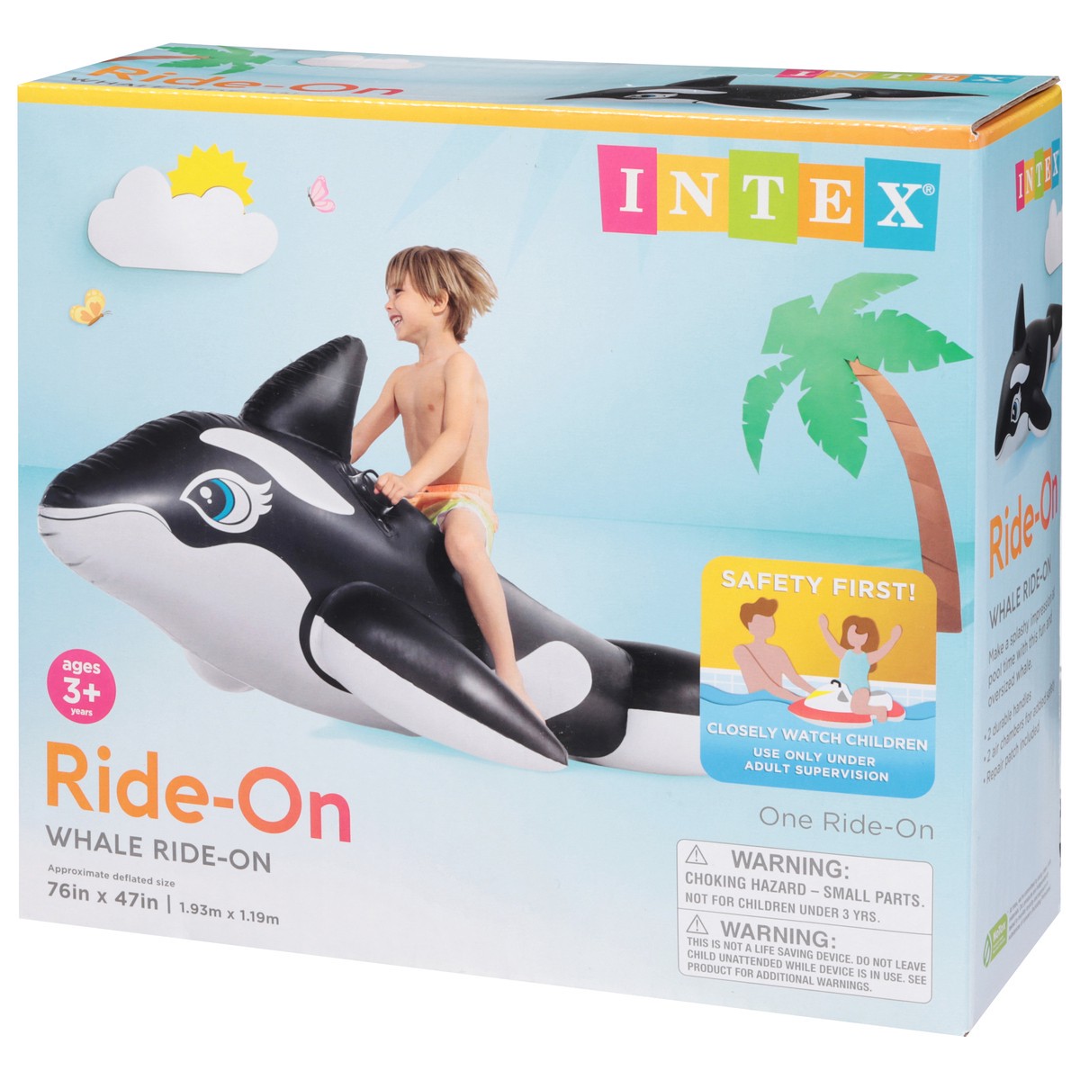 slide 6 of 10, Intex Inflatable Whale Pool Ride On, 76 in x 47 in