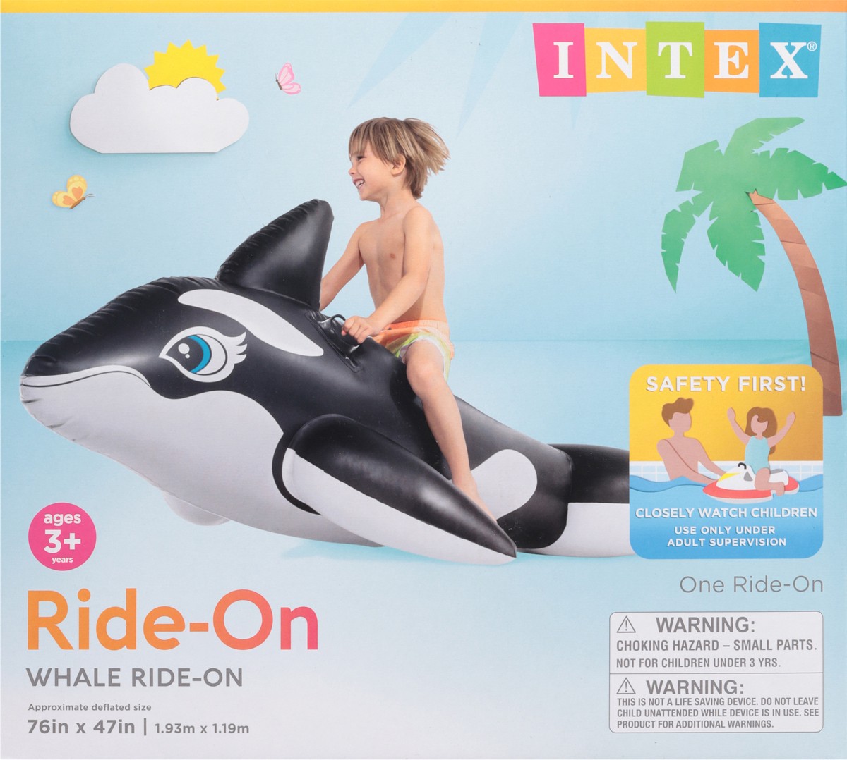 slide 9 of 10, Intex Inflatable Whale Pool Ride On, 76 in x 47 in