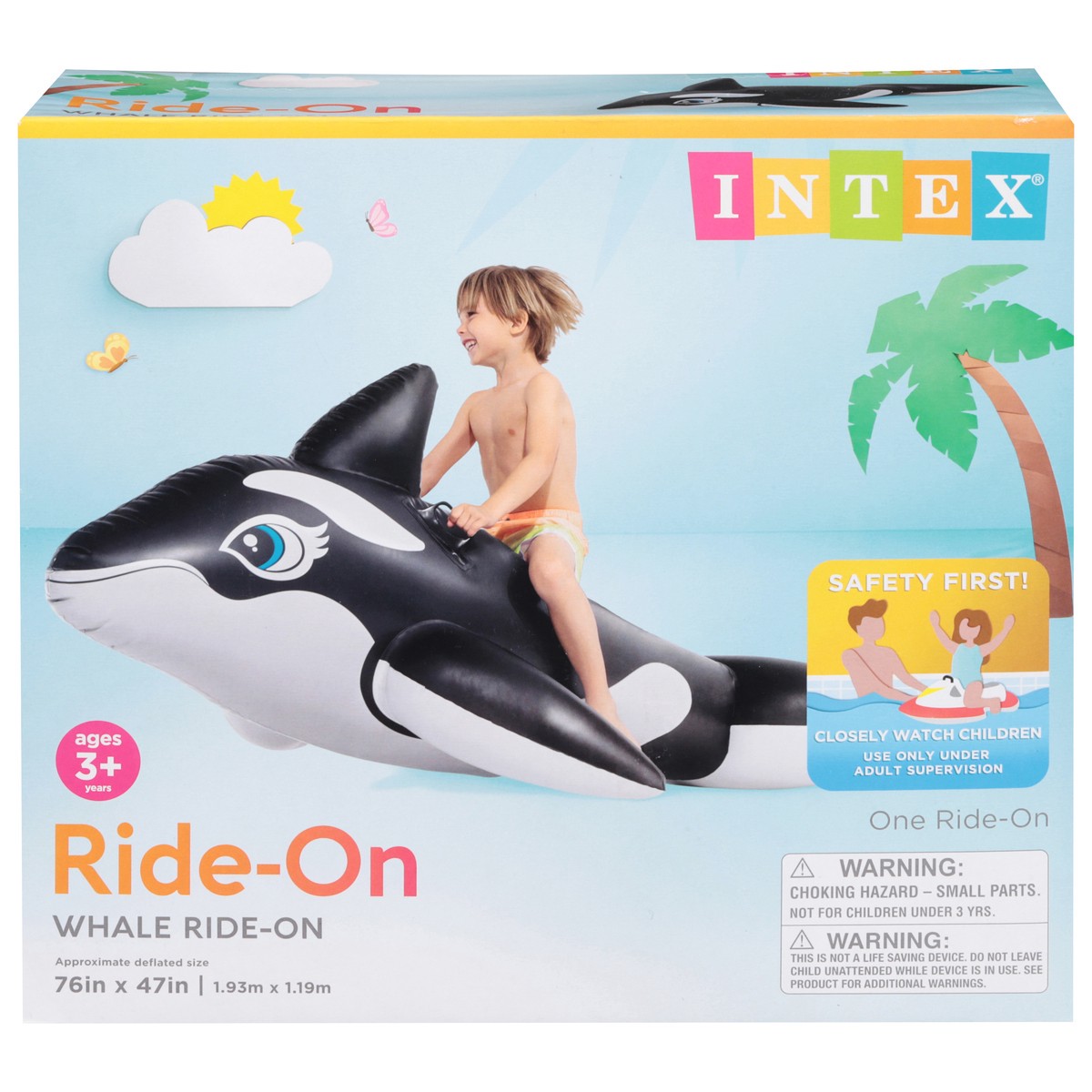 slide 1 of 10, Intex Inflatable Whale Pool Ride On, 76 in x 47 in