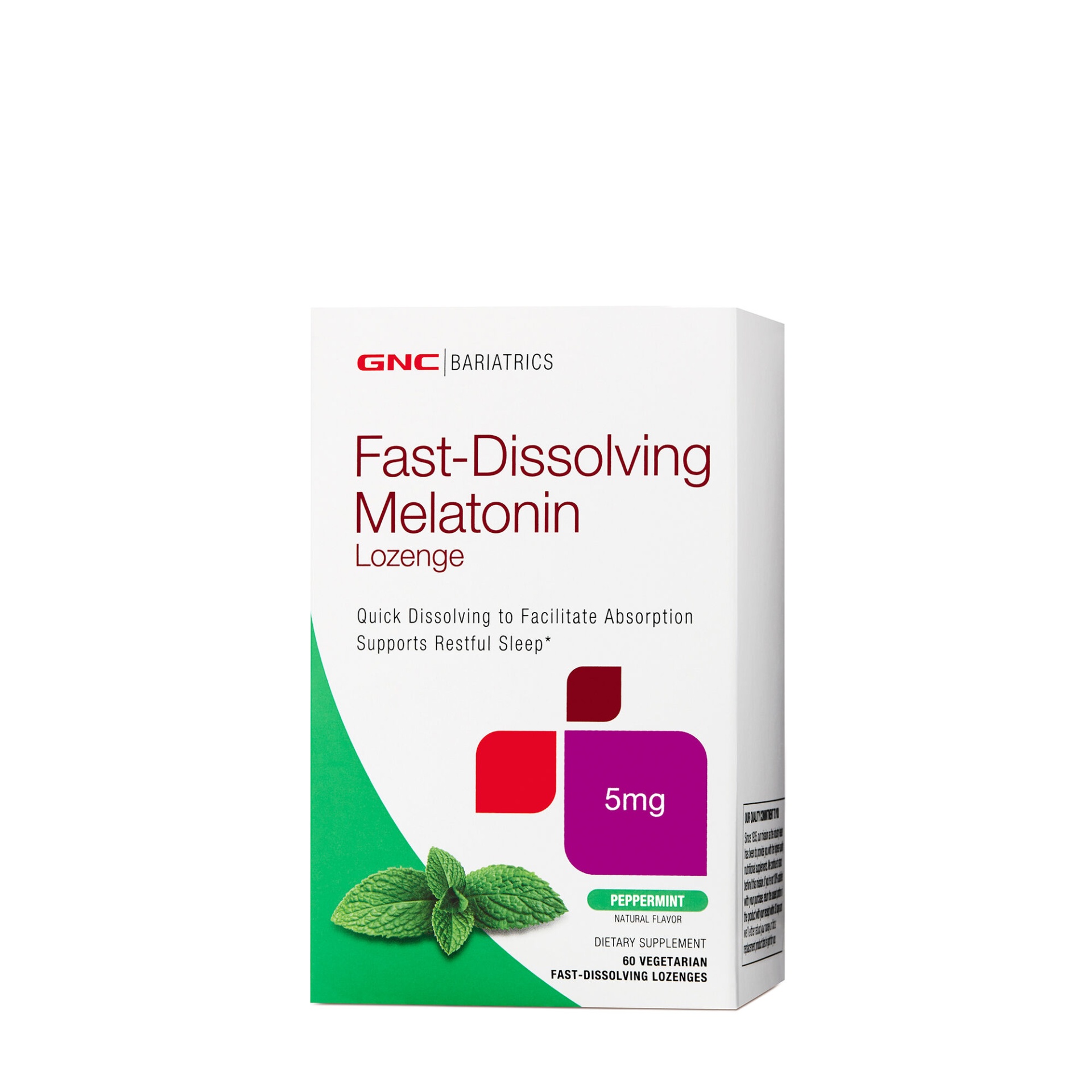 slide 1 of 1, GNC Bariatrics Fast-Dissolving Melatonin Lozenge - Peppermint, 60 ct