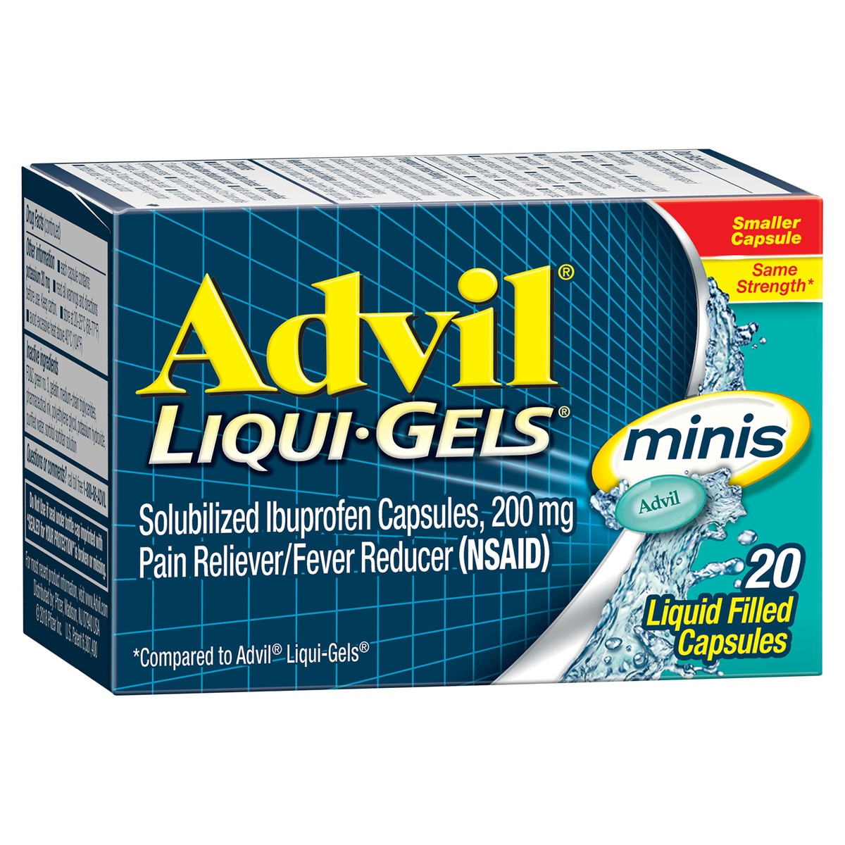 slide 2 of 10, Advil Liqui-Gels minis Pain Reliever and Fever Reducer, Ibuprofen 200mg for Pain Relief - 20 Liquid Filled Capsules, 20 ct