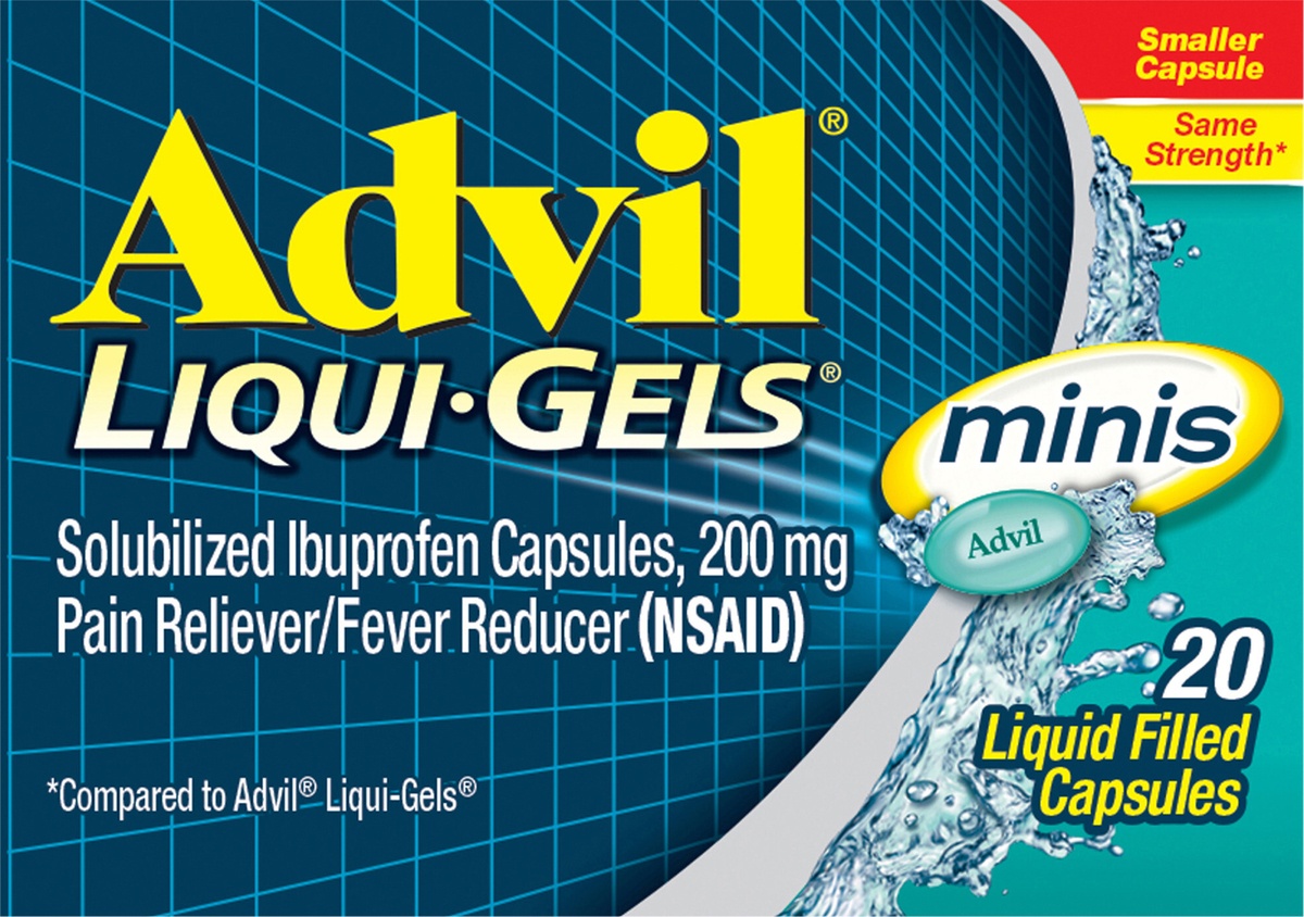 slide 8 of 10, Advil Liqui-Gels minis Pain Reliever and Fever Reducer, Ibuprofen 200mg for Pain Relief - 20 Liquid Filled Capsules, 20 ct