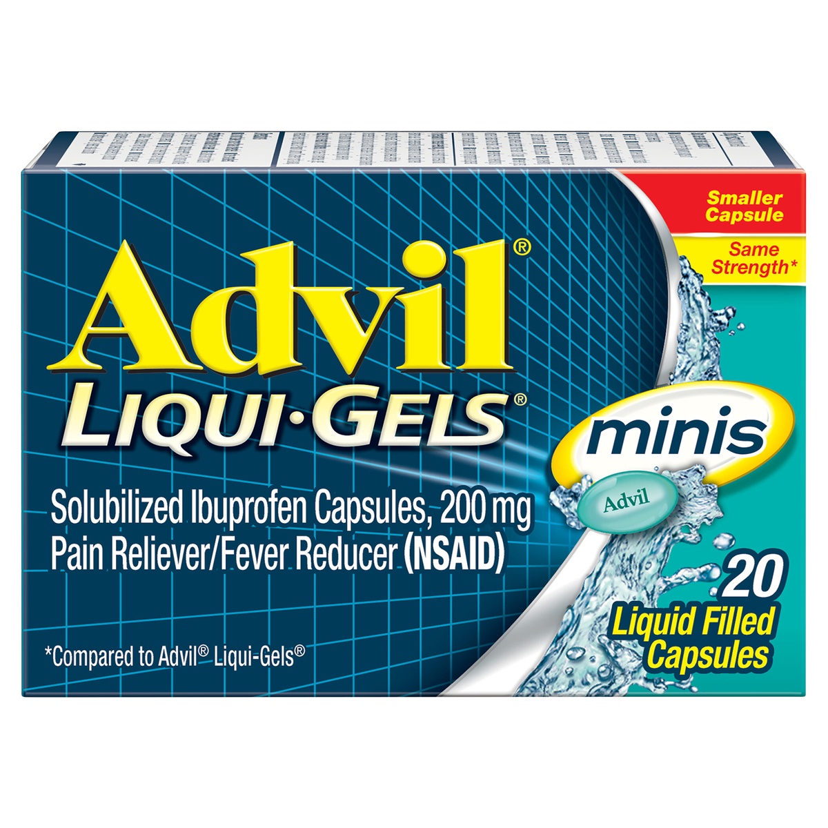 slide 10 of 10, Advil Liqui-Gels minis Pain Reliever and Fever Reducer, Ibuprofen 200mg for Pain Relief - 20 Liquid Filled Capsules, 20 ct