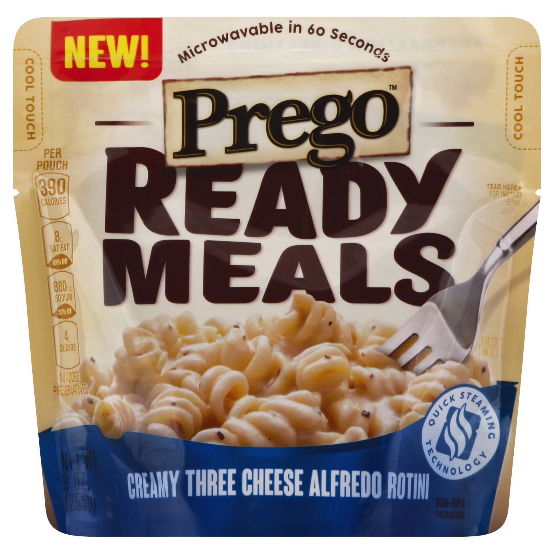 slide 1 of 6, Prego Ready Meals Creamy Three Cheese Alfredo Rotini, 9 oz