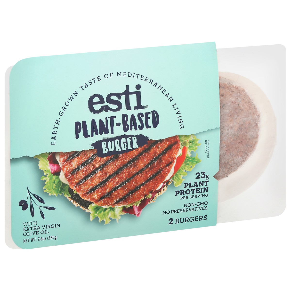 slide 2 of 9, esti Plant-Based Burger 2 ea, 2 ct