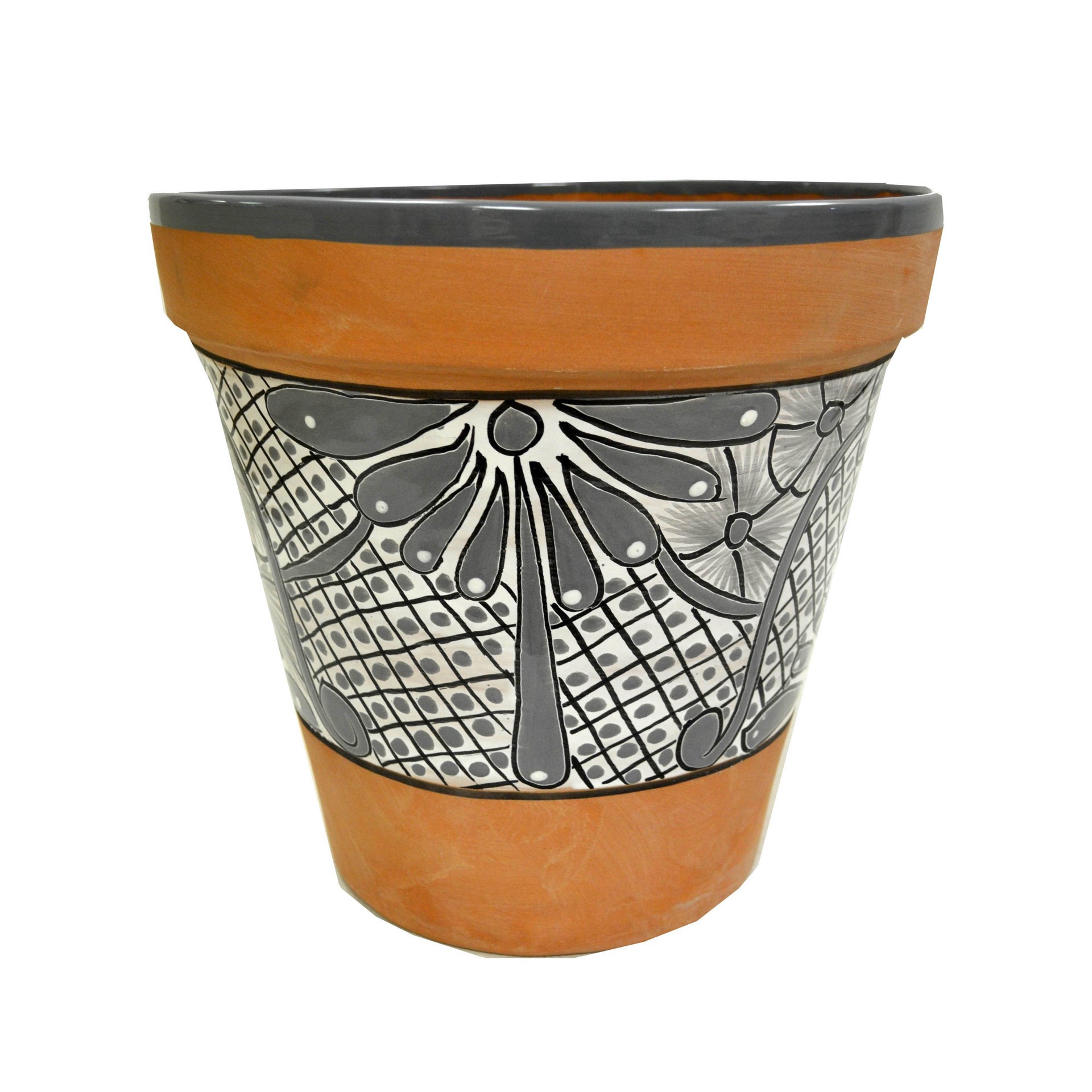 slide 1 of 1, Blue Orange Pottery Gray Talavera Planter 3, 1 ct