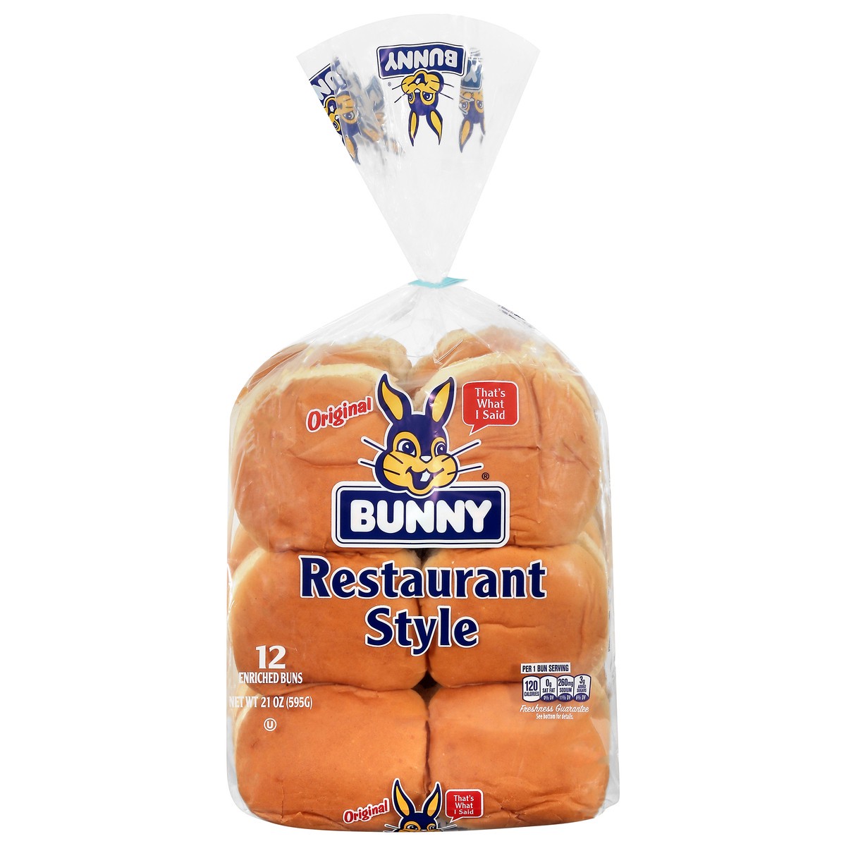 slide 1 of 5, Bunny White Restaurant Style Burger Buns, 21 oz, 12 Count, 21 oz