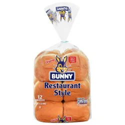 Bunny White Restaurant Style Burger Buns, 21 oz, 12 Count