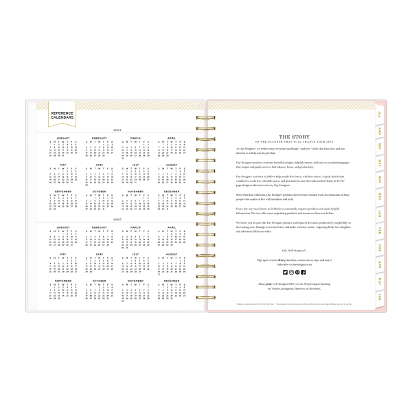 slide 4 of 6, 2024-2025 Day Designer Daily/Monthly Planning Calendar, 8"" X 10"", Annabel Blush Frosted, July To June, 147768, 1 ct