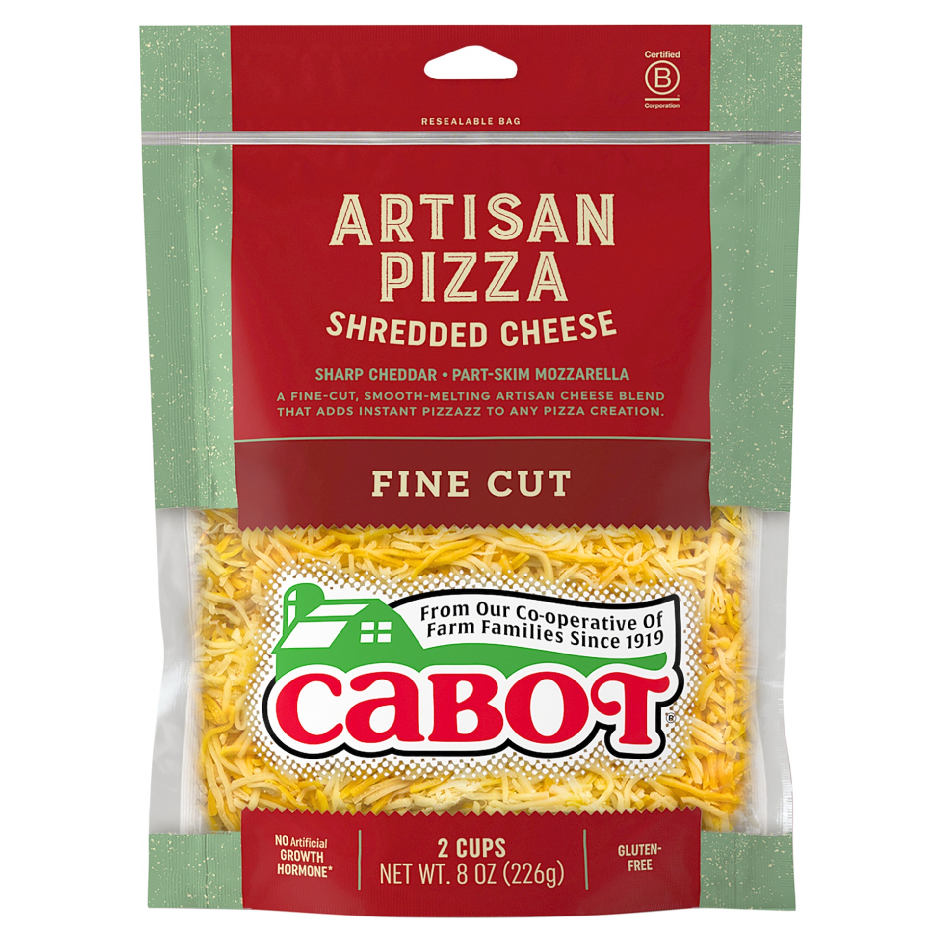 slide 1 of 3, Cabot Artisan Pizza Shredded Cheese, 8 oz