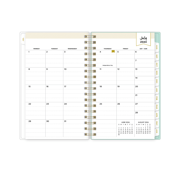 slide 3 of 5, 2024-2025 Day Designer Weekly/Monthly Planning Calendar, 3-5/8"" X 6-1/8"", Flower Field Mint, July To June, 144878, 1 ct
