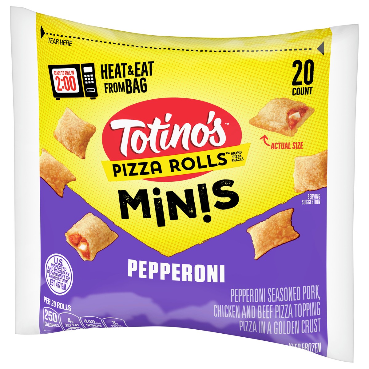 slide 3 of 14, Totino's Pizza Rolls Mini, Pepperoni, 20 Rolls, 3.6 oz Bag, 20 ct