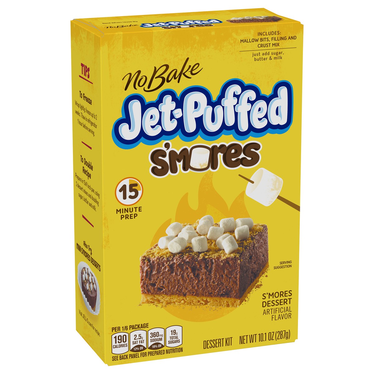 slide 7 of 14, Jet-Puffed No Bake S'mores Dessert Kit with Marshmallow Bits, Filling Mix & Crust Mix, 10.1 oz Box, 10.1 oz