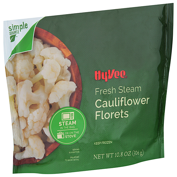 slide 1 of 1, Hy-Vee Cauliflower Florets, Fresh Steam, 10.8 oz