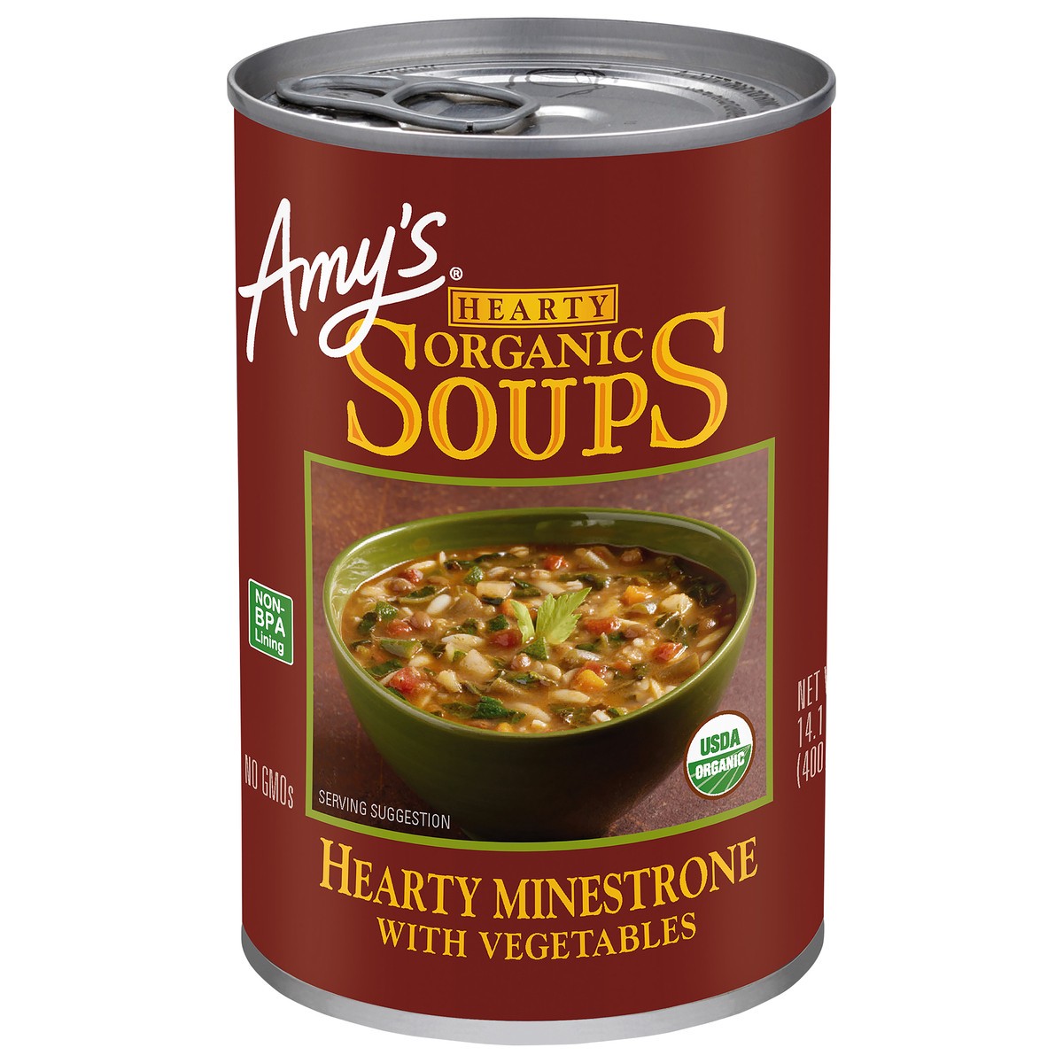 slide 1 of 7, Amy's Hearty Minestrone with Vegetables Soup, 14.1 oz