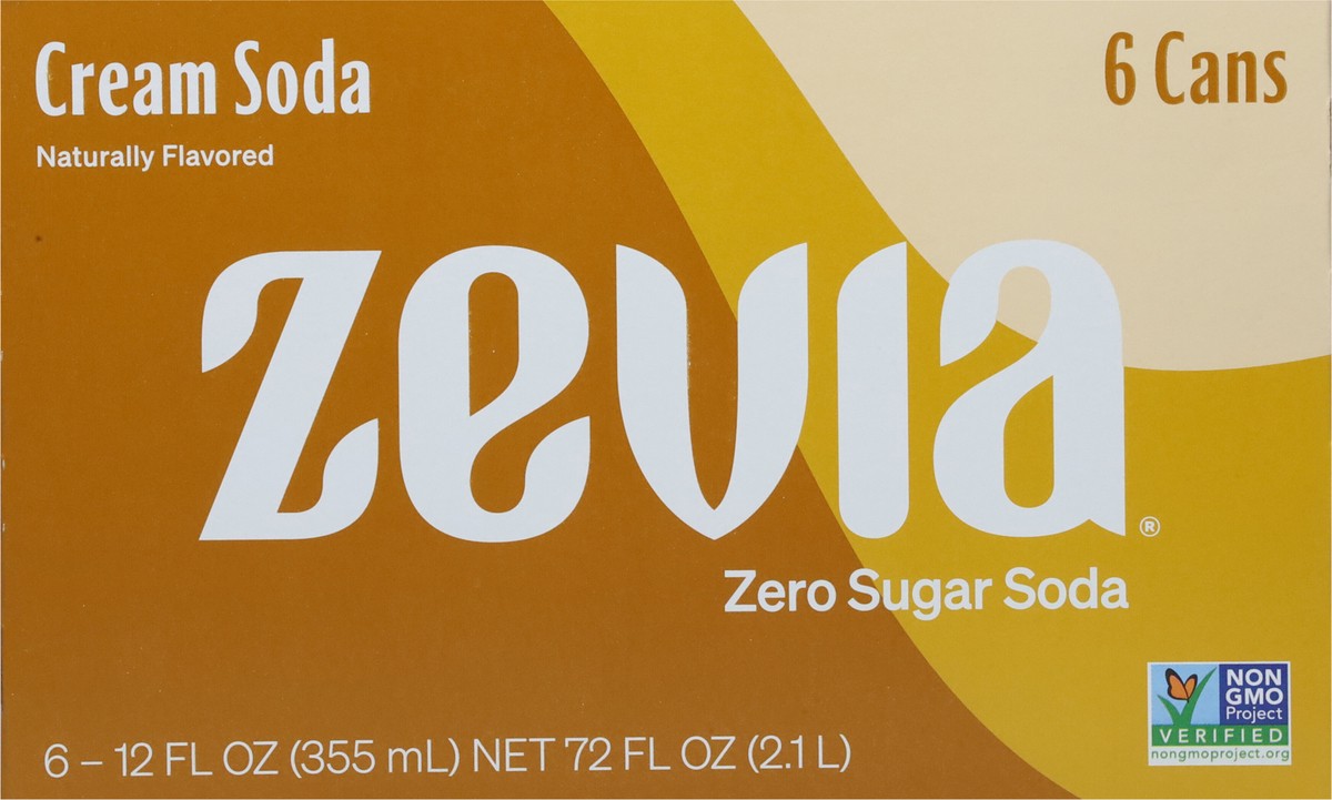 slide 2 of 9, Zevia Zero Sugar Cream Soda 6 - 12 fl oz Cans, 6 ct