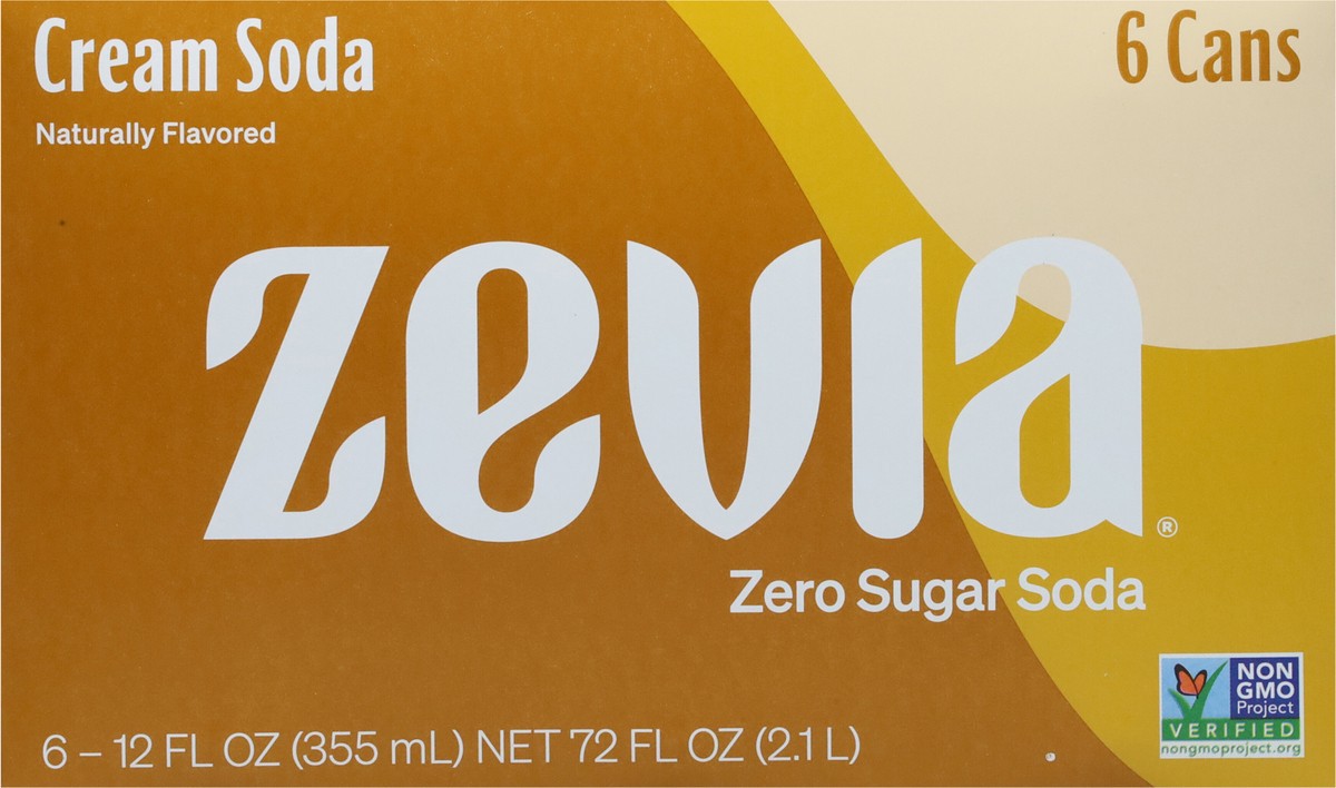 slide 8 of 9, Zevia Zero Sugar Cream Soda 6 - 12 fl oz Cans, 6 ct