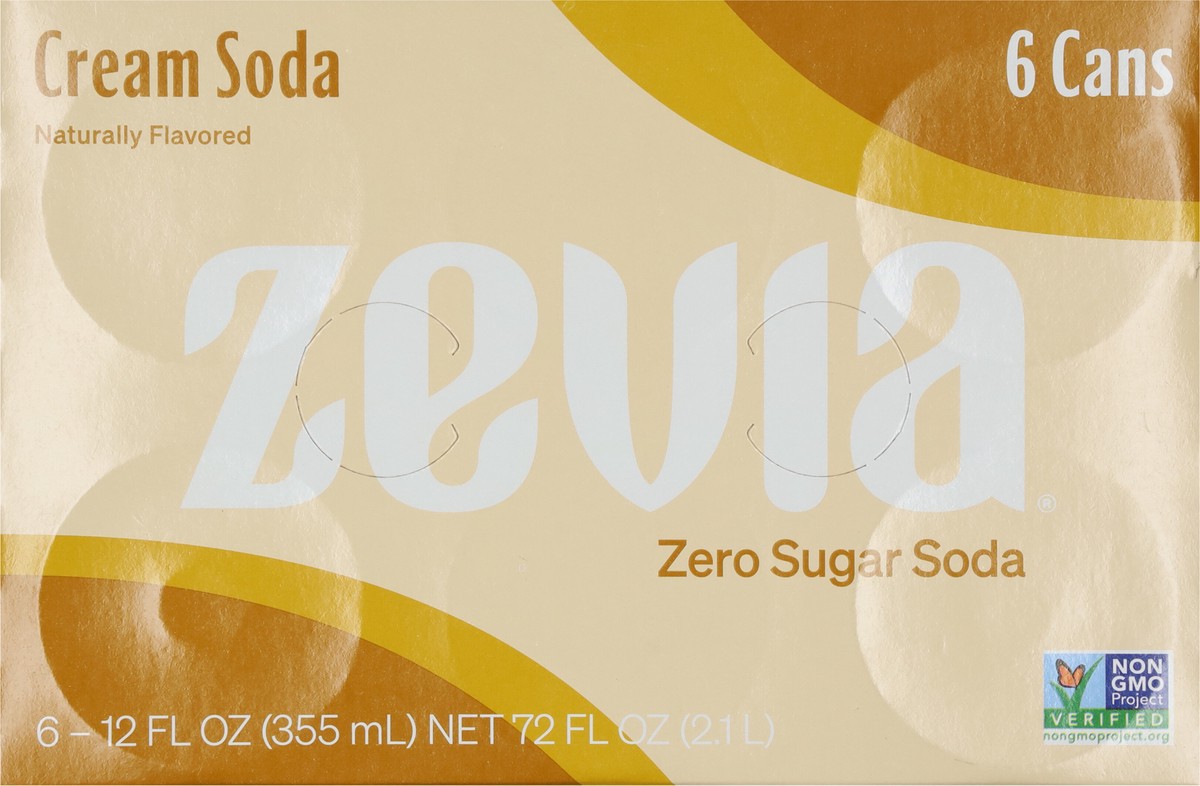 slide 6 of 9, Zevia Zero Sugar Cream Soda 6 - 12 fl oz Cans, 6 ct