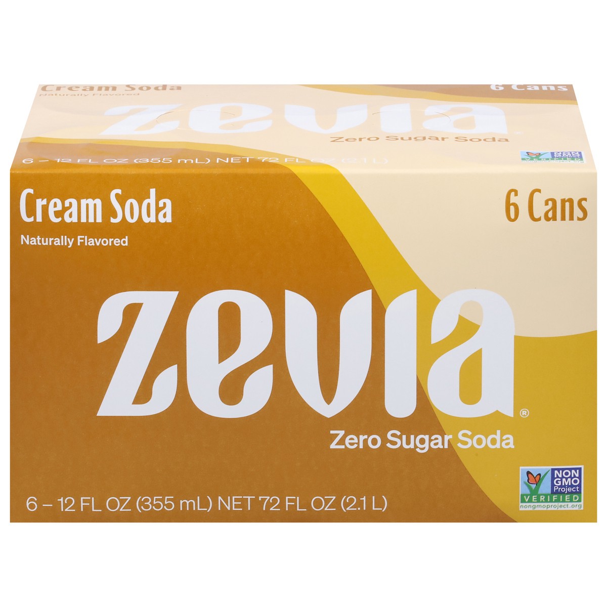 slide 1 of 9, Zevia Zero Sugar Cream Soda 6 - 12 fl oz Cans, 6 ct; 12 oz