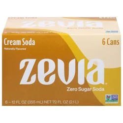 Zevia Zero Sugar Cream Soda - 6 ct