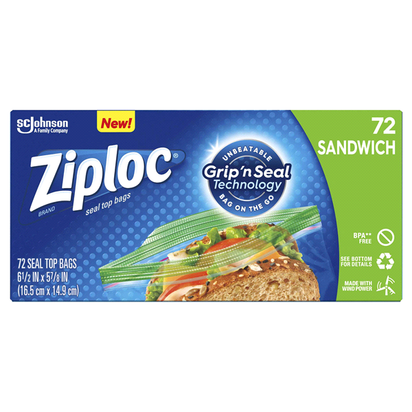 slide 1 of 1, Ziploc Sandwich Bags, 100 ct