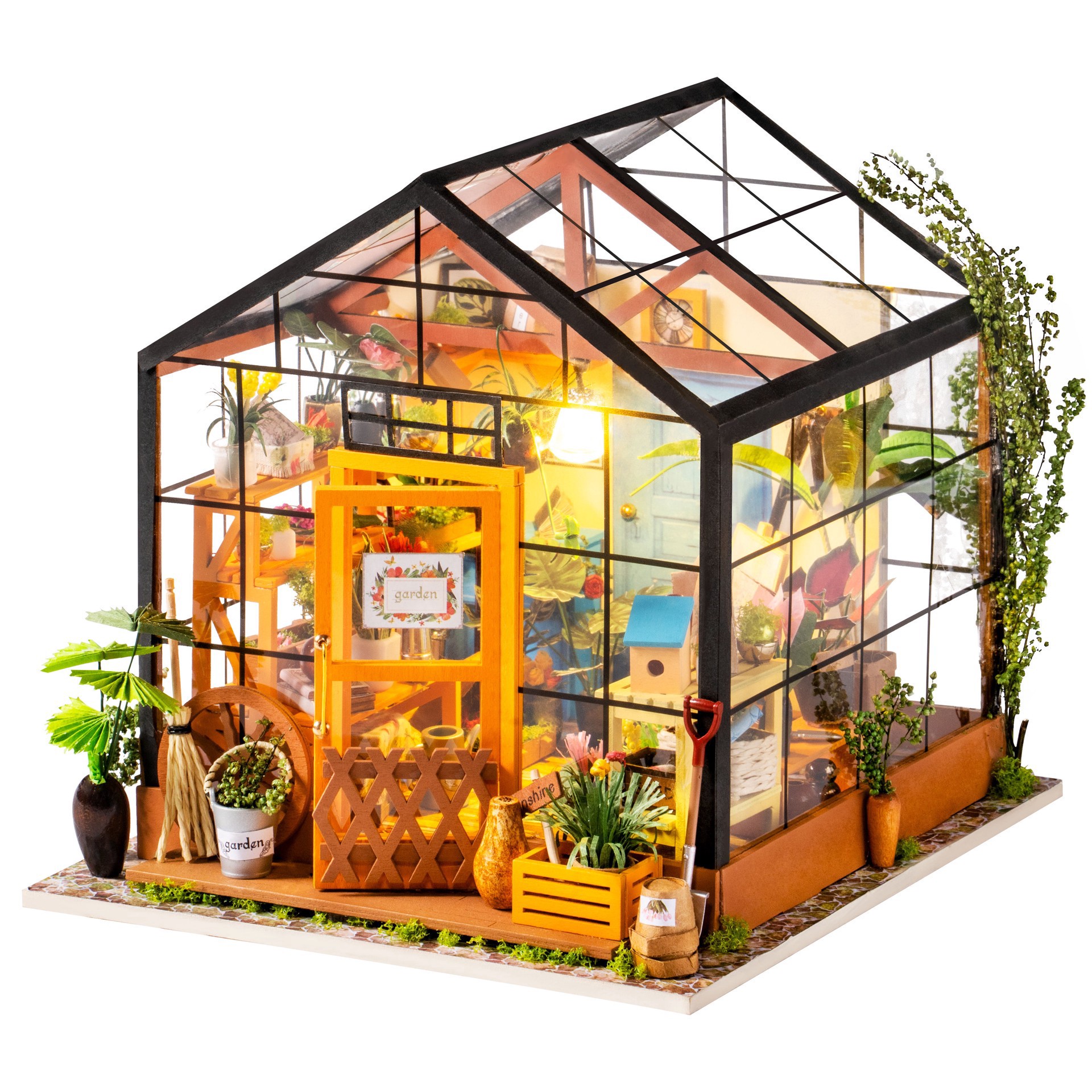 slide 8 of 10, Robotime Rolife Cathy's Flower House Diy Miniature House Kit, 6.89 in x 7.68 in x 6.89 in