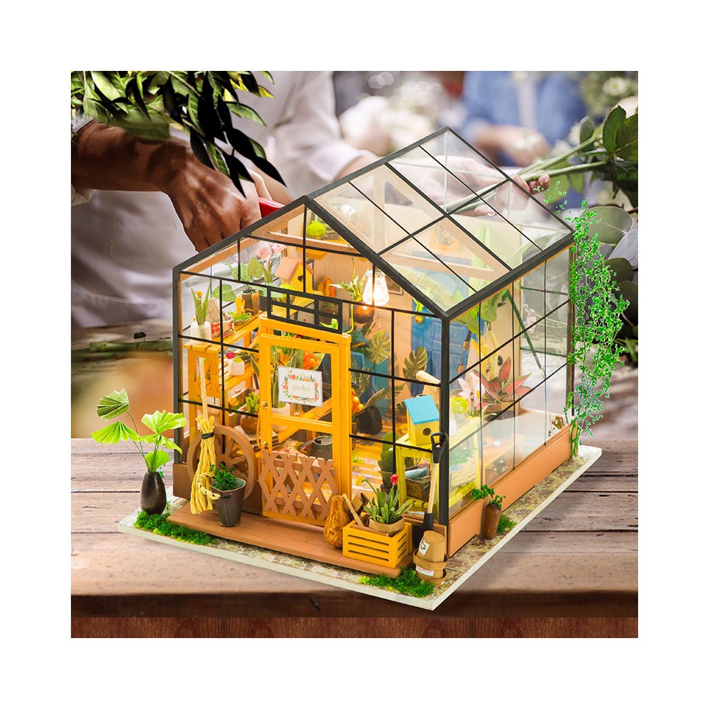 slide 7 of 10, Robotime Rolife Cathy's Flower House Diy Miniature House Kit, 6.89 in x 7.68 in x 6.89 in