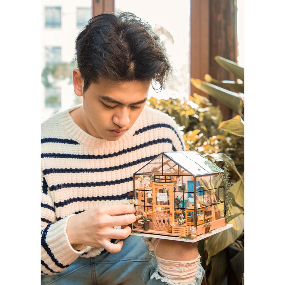 slide 6 of 10, Robotime Rolife Cathy's Flower House Diy Miniature House Kit, 6.89 in x 7.68 in x 6.89 in