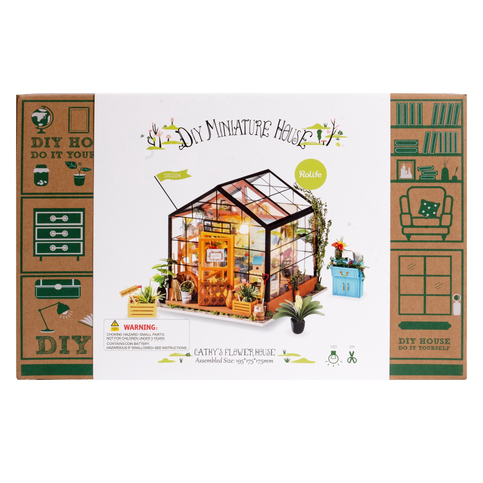 slide 10 of 10, Robotime Rolife Cathy's Flower House Diy Miniature House Kit, 6.89 in x 7.68 in x 6.89 in