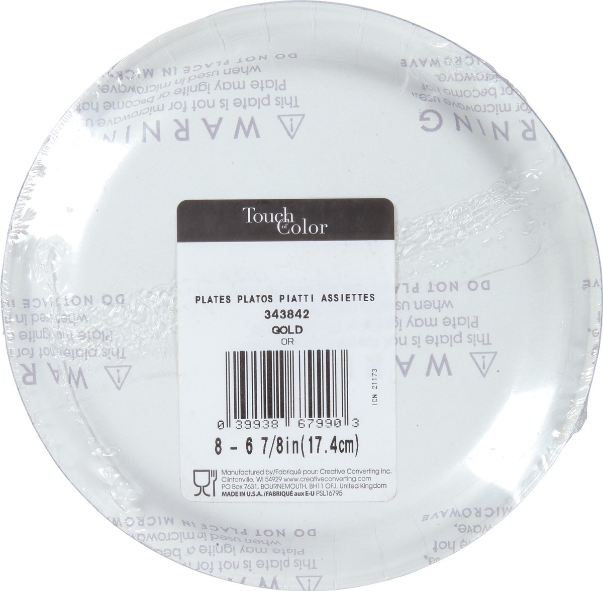 slide 9 of 10, Touch of Color Gold Plates 8 ea, 8 ct